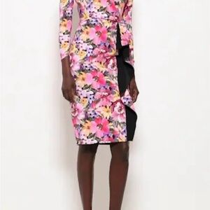 Chiara Boni Pink and Purple Asymmetrical Sheath Dress